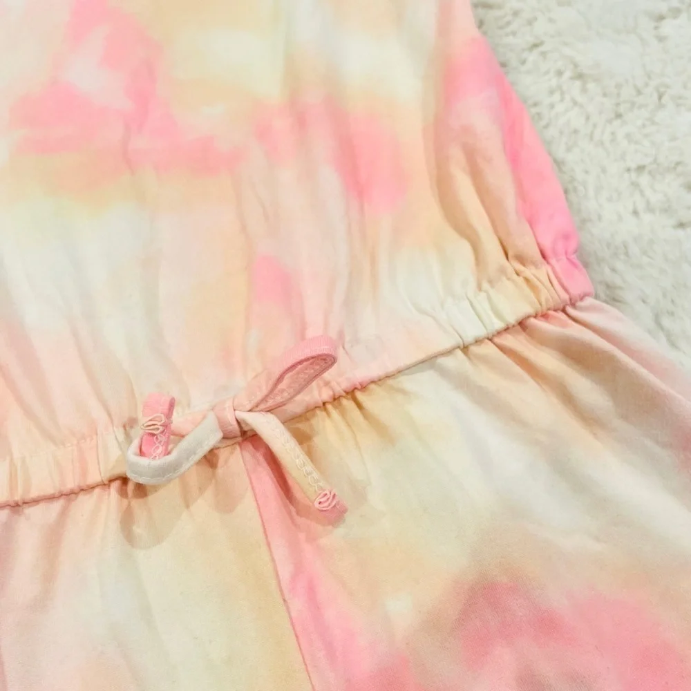 btween Pink Tie Dye Print Ruffle Sleeve Romper Girl’s Size 6